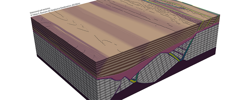 Extensional salt tectonics - (c) Tobias Baumann, AG Geophysik